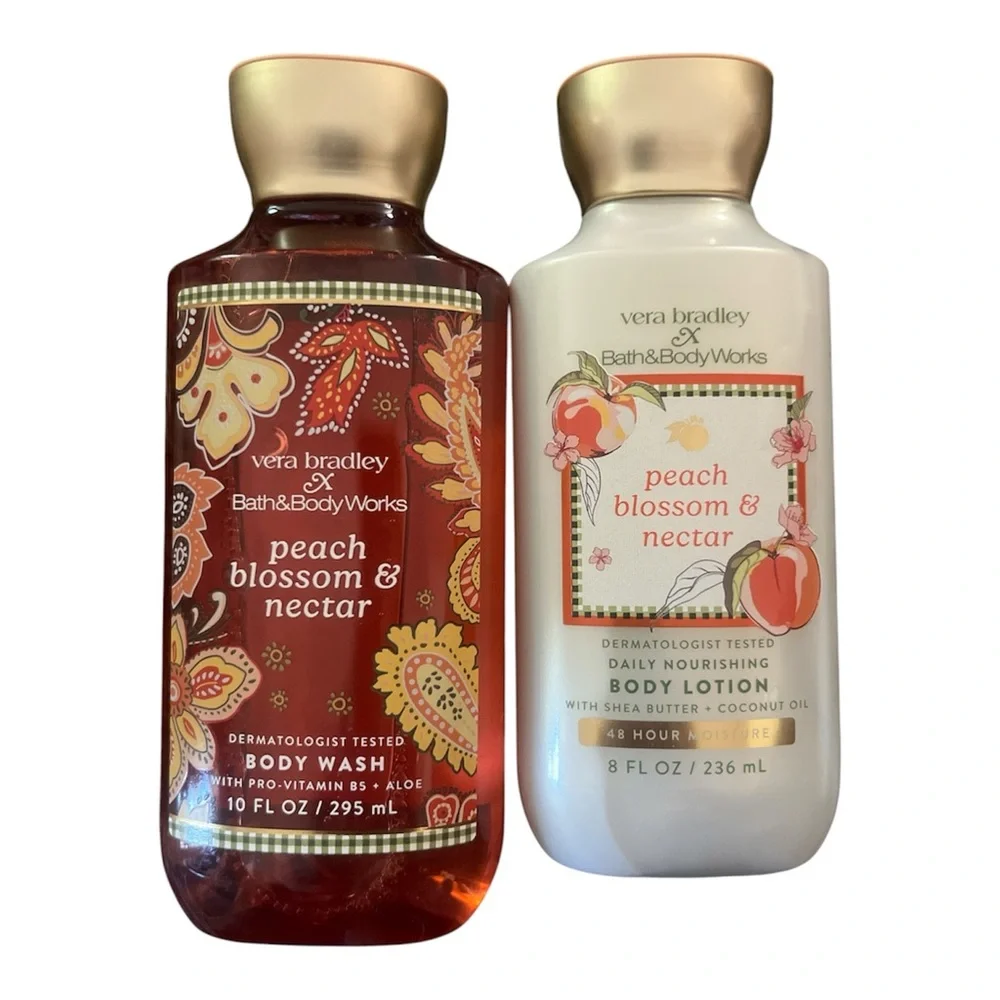 Bath & Body Works x Vera Bradley Peach Blossom & Nectar Body Wash and Lotion